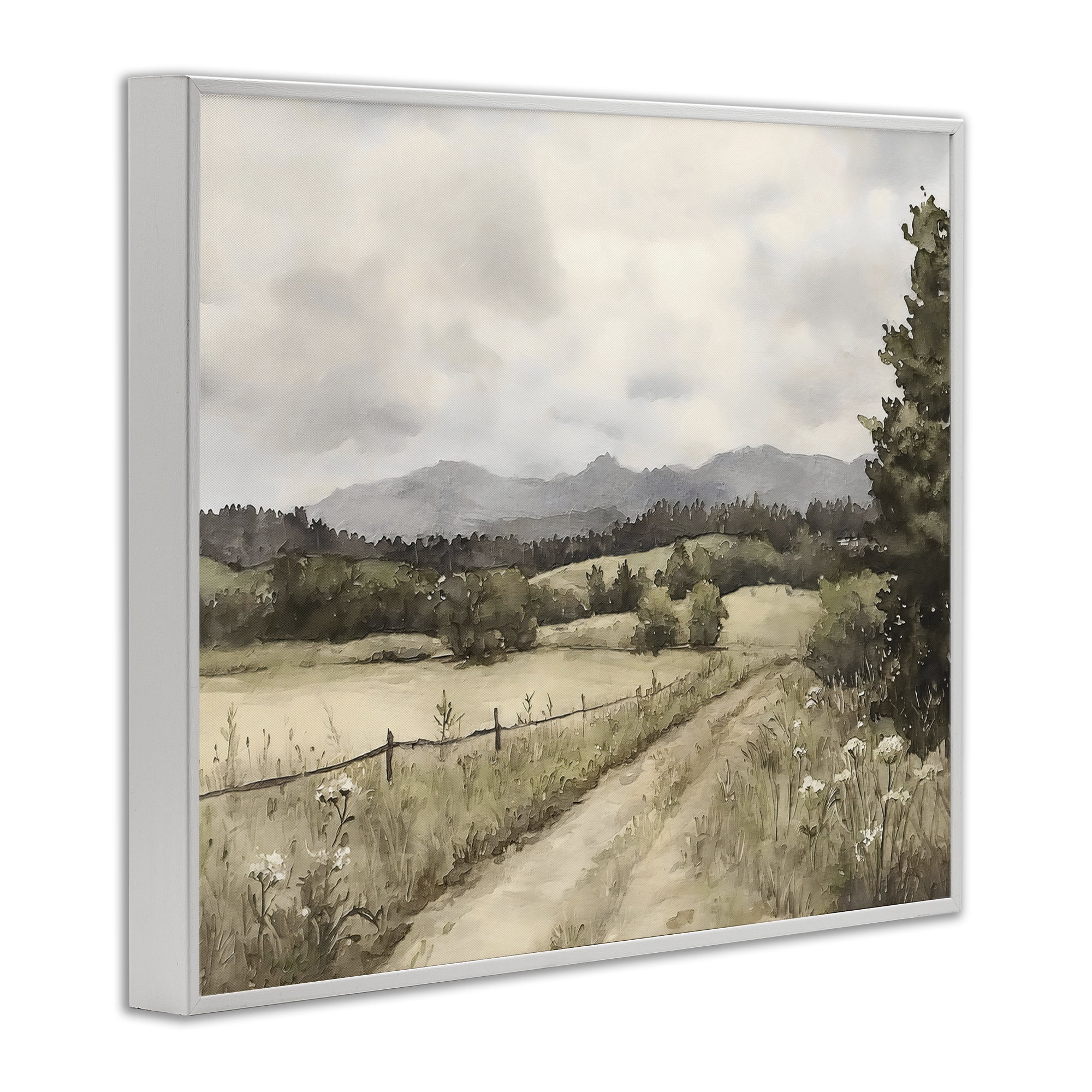 Stupell Industries Muted Meadow Lane White Framed Giclee Art, design by Riley B