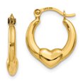 thumbnail image 1 of 14k Yellow Gold Heart Hoop Earrings Love, 1 of 7