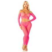 Pink 2pc Croptop and Footless Tights - Os Tights - Os