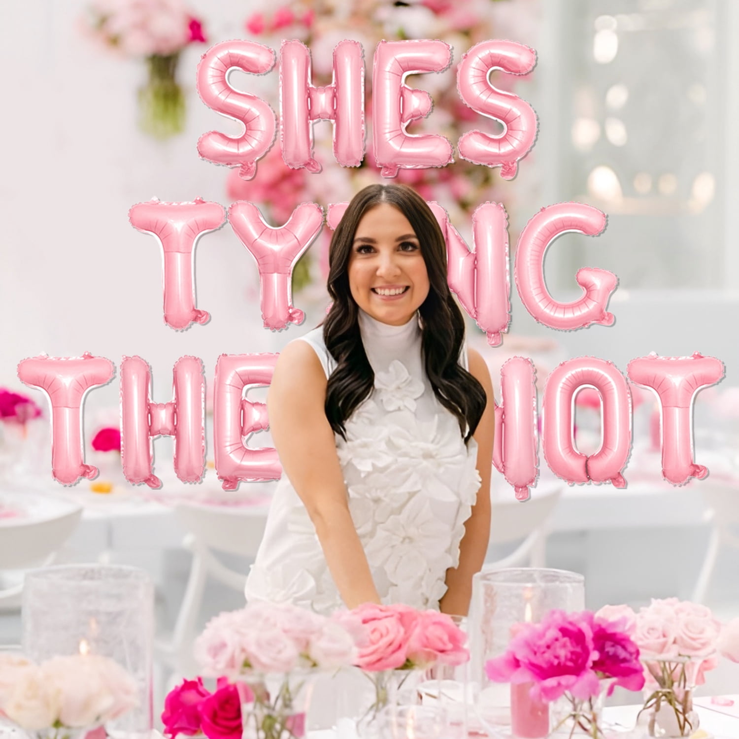 94Pcs She's Tying the Knot Bachelorette Party Decorations - Bow Garland Arch Kit She's Tying the Knot Letter Foil Balloon for Girls Bachelorette Party Bridal Shower Engagement Wedding Party Supplies