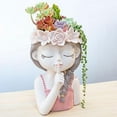 thumbnail image 6 of Harpi Flower Pots Outdoor Clearance, Resin Succulent Plant Pot with Drainage Hole - Girl Face Planter Pot, 4.33 Inch Tall Flower Vase for Indoor and Outdoor Plants, 6 of 6