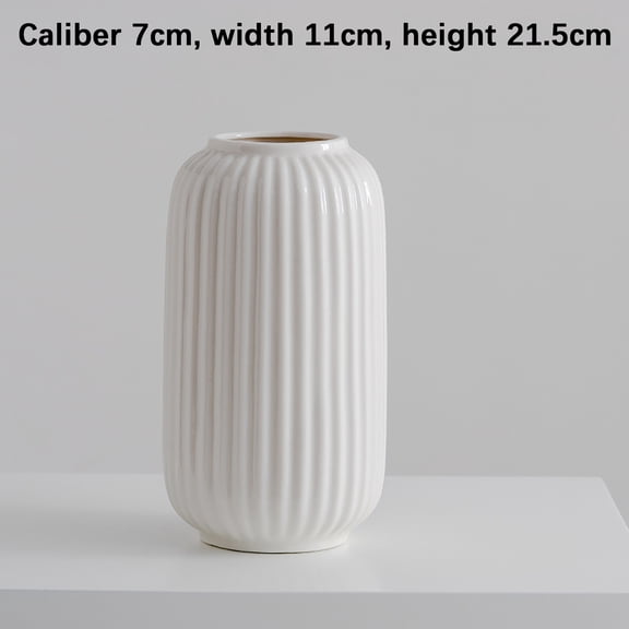 White Ceramic Vase, Modern Decorative Vase, Home Decor Accents for Living Room Table Centerpiece, Minimalist Ceramic Vase for Flowers and Interior Design