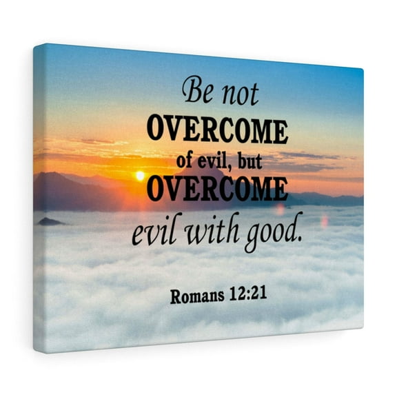 Scripture Walls Overcome With Good Romans 12:21 Christian Home Decor Bible Art Unframed