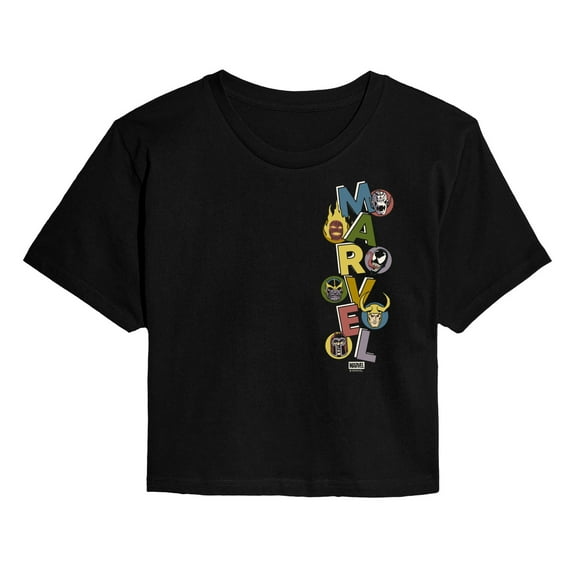 Marvel - Marvel Villains Stacked - Juniors Cropped Short Sleeve Graphic T-Shirt