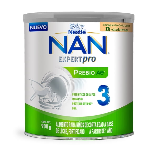 Alimento para Niños de Corta Edad Fortificado NAN 3 Expert Pro Prebio Ae a Partir de 1 año Lata de 900g