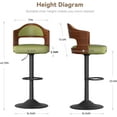 thumbnail image 5 of Hawsaiy Wooden Bar Stools Set of 1, Adjustable Height 24.5-33.5IN, Wooden Bar Chairs with PU Leather Upholstery, Back & Footrest for Kitchen, Dining, and Home Bar, 5 of 7