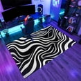 thumbnail image 3 of Black and White Stripes Rug 4x7ft Area Rugs Abstract Wavy Texture Rugs Non Slip Machine Washable Indoor Throw Carpet for Living Room Bedroom Study Office Entrance Foyer, 3 of 6