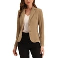 thumbnail image 1 of INSPIRE CHIC Blazer de Travail pour Femme Col à Revers Veste à Manches Longues Blazer de Complet Kaki Foncé L, 1 of 6