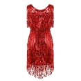 thumbnail image 3 of Doomiva Women's Sparkling Sequin Tassels Samba Rumba Tango Latin Dance Dress Red X, 3 of 7