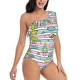 thumbnail image 3 of Easygdp Space Doodle Women's One Shoulder Ruffle Monokini Bathing Suits with Removable Chest Pad, Quick Drying - Medium, 3 of 8
