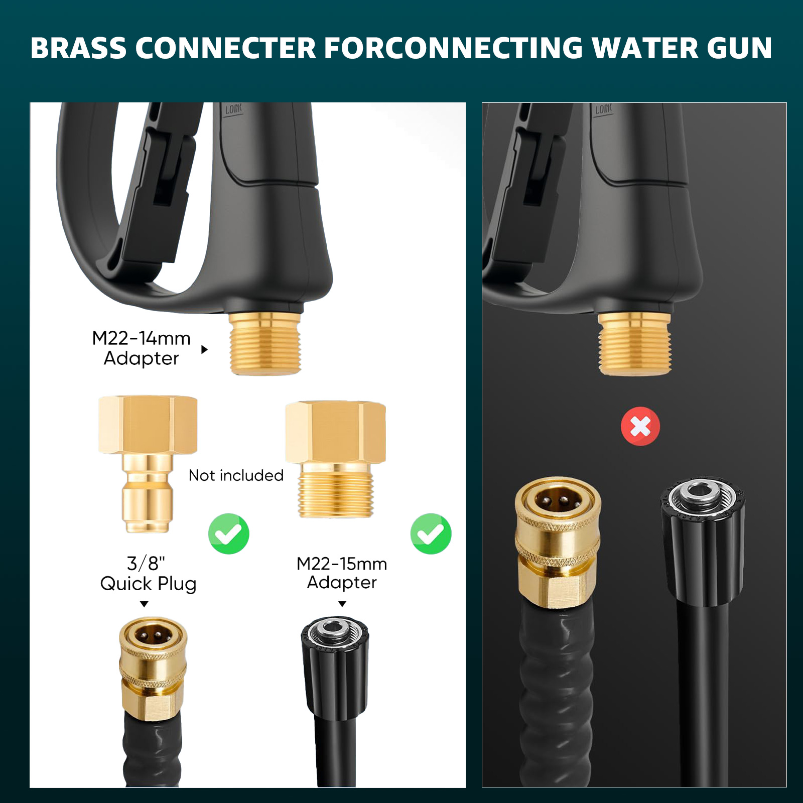 Annvchi Foam Cannon Dual Connector Accessory for Pressure Washer Kit,with Foam Cannon Dual Connector,Pressure Washer Gun for Car Washing and Cleaning,5 Power Washer Sprayer Nozzles
