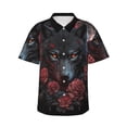 thumbnail image 1 of Fotbe Rose Full Moon Black Wolf Camisa Hawaiana para Hombre Unisex – Camisa Casual de Verano con Botones de Manga Corta de Algodón y Lino,Small, 1 of 7