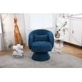 thumbnail image 2 of Swivel Accent Barrel Chair, Modern Round Armchair with Curved Backrest & Wooden Base, Comfy Single Leisure Sofa Couch Chair for Living Room Bedroom Office, Teal, 2 of 6