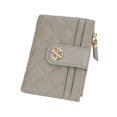 thumbnail image 3 of Cartera con cremallera para mujer, moderna, informal, con ventana para identificación, cartera pequeña para viajes y calle Gris verde, 3 of 9