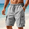 thumbnail image 2 of Cargo Shorts for Men Elastic Waist Drawstring Lightweight Hiking Shorts Breathable Stretch Casual Shorts, L, 2 of 8