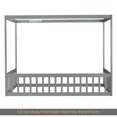 thumbnail image 6 of Full Size Canopy Frame Rubber Wood Floor Bed with Fence,Guardrails,Grey, 6 of 10