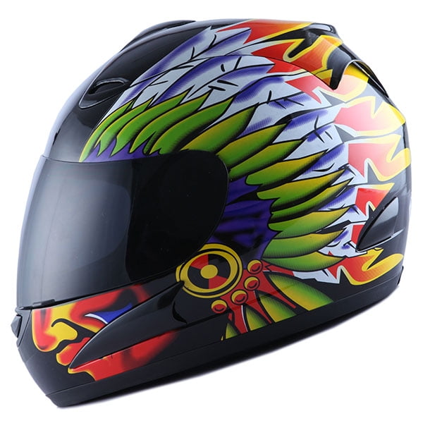 Motorcycle Full Face Helmet Adult Chief Indian Black - Walmart.com - Walmart.com