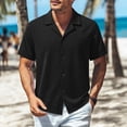 thumbnail image 2 of Wlynlyn Mens Button down Shirts Casual Short Sleeve Textured Summer Vacation Beach Shirts Solid Color Dress Blouses, 2 of 7