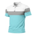 thumbnail image 6 of Uwinwear Men's Polo Shirts Striped printed Short Sleeve Casual Polo Shirts Slim Fit Golf Shirts Big and Tall Summer Outdoor Lightweight Tops,Light Gray,XL, 6 of 6