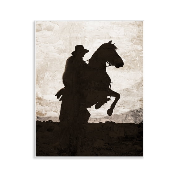Stupell Industries Rearing Horse & Cowboy Animals Painting Unframed Art Print Wall Art, 11 x 14