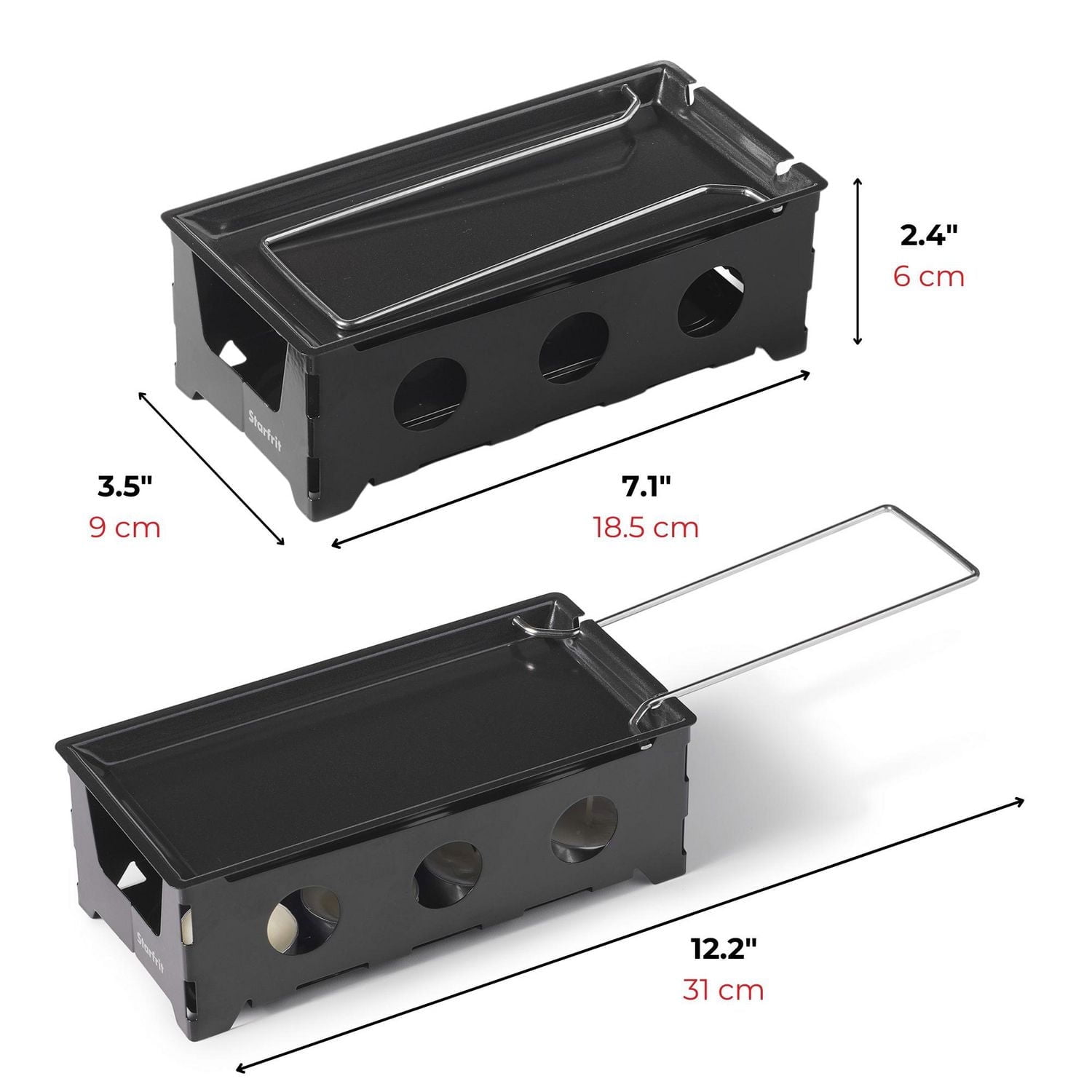 Starfrit Ensemble À Raclette, Plateau Antiadhésif En Acier Carbone, Poignée Repliable, 4 Bougies Chauffe-Plat, Grattoir, Facile À Nettoyer, Noir Antiadhésif
