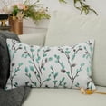 thumbnail image 2 of Classical Embroidery Jacquard Green Square Decorative Throw Pillow Case Cushion Cover,12x20 inch, 2 of 6