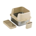 thumbnail image 2 of kusrkot Cat Litter Box Cat Litter Container High Side Anti Splashing Pet Litter Tray Khaki, 2 of 9