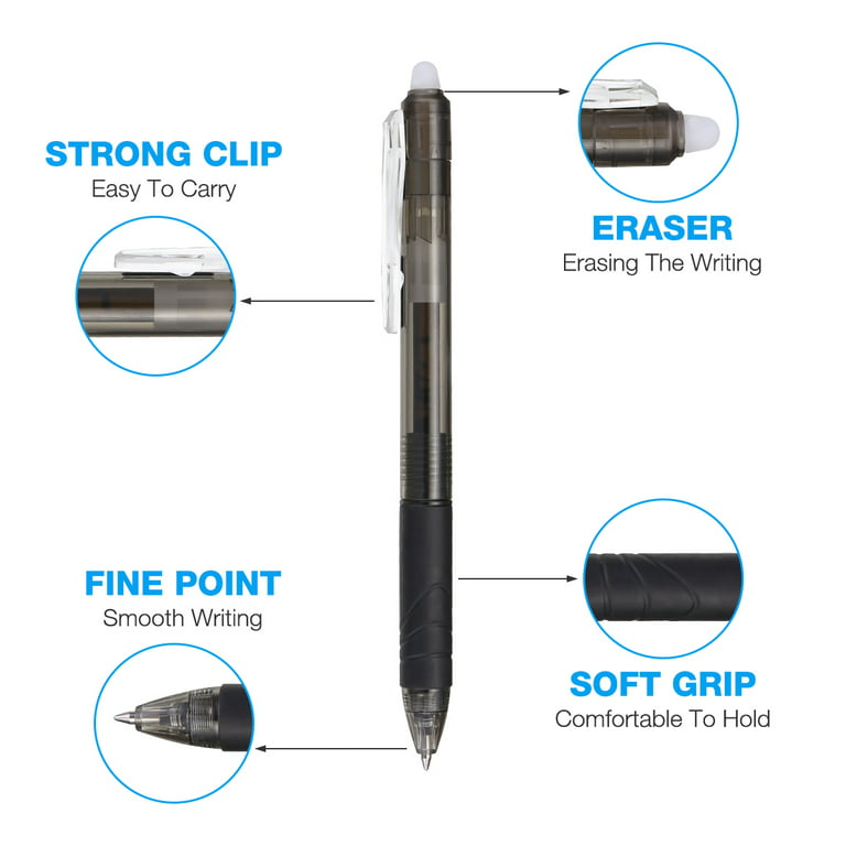 12 Packs Erasable Gel Pens, Fine Point, 0.5mm Retractable Clicker