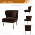 thumbnail image 5 of Upholstered Wingback Accent Slipper Chair Side Armless Sofa Tufted Back Golden Legs Dining Home Living Room Bedroom Adult Brown, 5 of 9