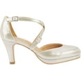 thumbnail image 2 of Women's Walking Cradles Pammy Cross Strap Pump Silver Glitter Leather 13 M, 2 of 6