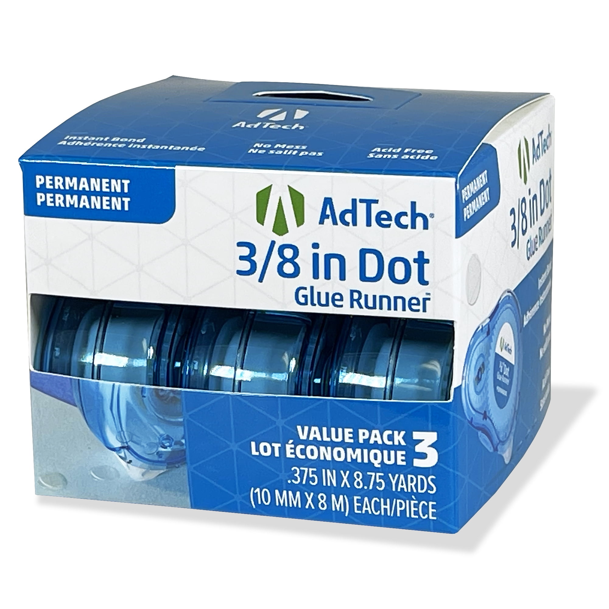 Ad-Tech Permanent Glue Dots 3/Pkg-Clear .375"