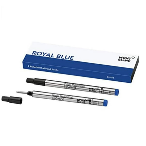 Montblanc Rollerball LeGrand Refills (B) Royal Blue 128229 – Pen Refills For Meisterstück LeGrand Rollerball Pens Broad Tip – 2 x Blue Pen Cartridges