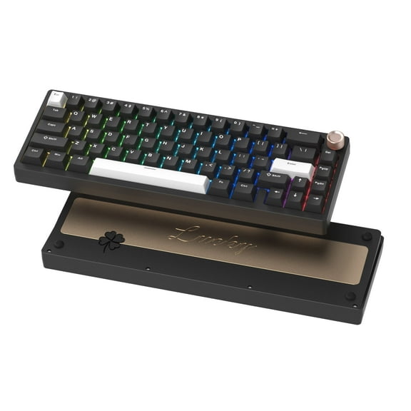 COSTOM SK65 Wireless Mechanical Gaming Keyboard, Full Aluminum CNC, 60% Layout with Knob, QMK Software, Gasket Mounted, Hot Swappable, RGB Backlit, BT/2.4G/USB-C for Mac/Win, Black  V2