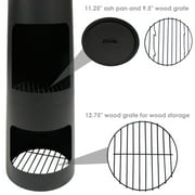 Sunnydaze 49 Heavy-Duty Black Finish Steel Wood-Burning Chiminea with Built-In Log Storage