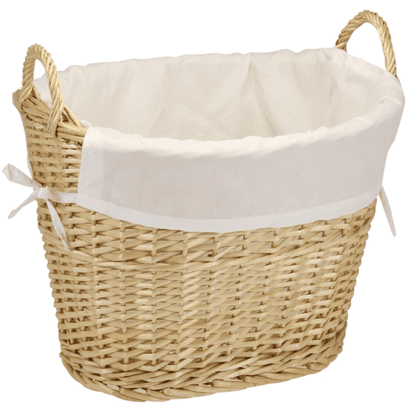Household Essentials Wicker Laundry Basket with Handles, Handwoven Willow, Removable and Washable Liner, Great for Carrying Laundry or Storing Linens
