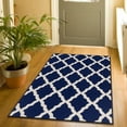 thumbnail image 2 of Ottomanson Trellis Area Rug 3'3" x 5' - Non Slip Low Pile Carpet, Navy, 2 of 11
