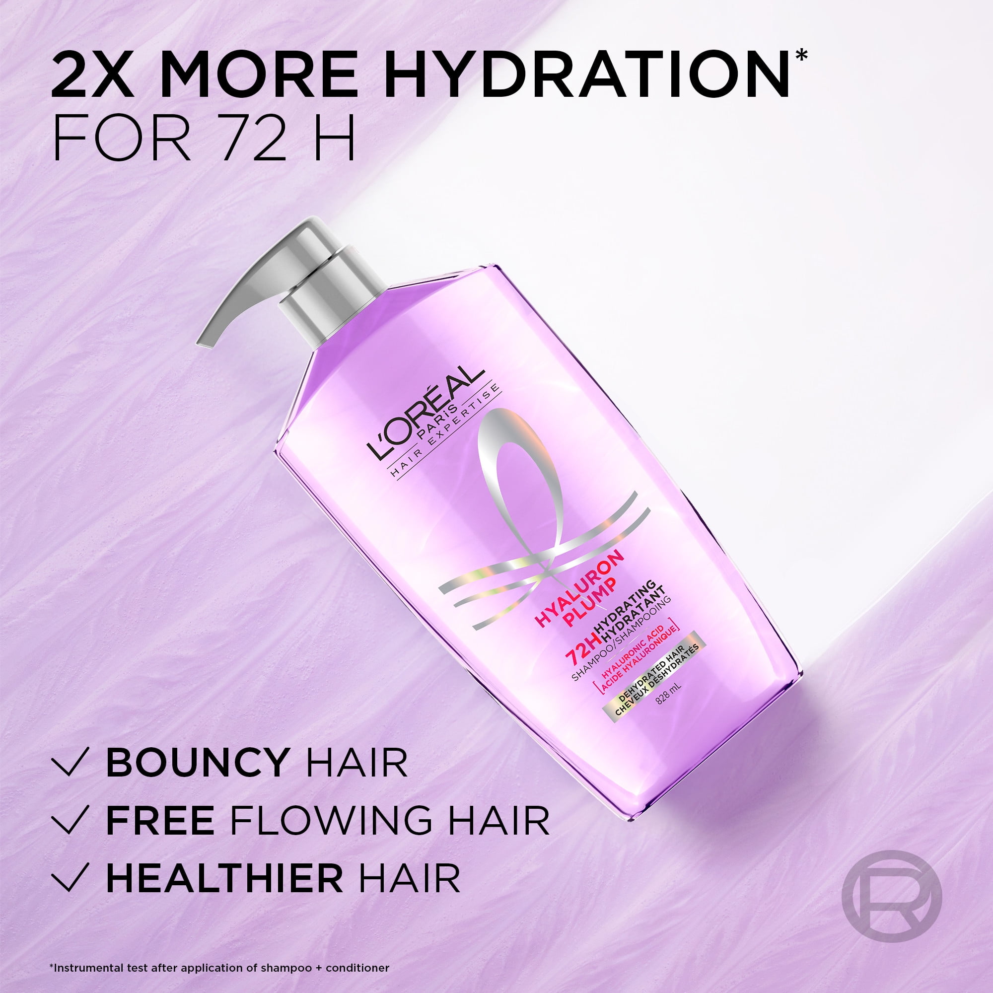 L'Oréal Paris Hyaluron Plump, Hydrating Shampoo, 828 ml, Rehydrating Shampoo, 828mL