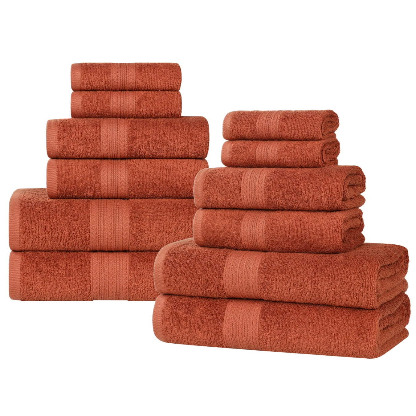 Superior Eco-Friendly Cotton Solid 12-Piece Copper Towel Set