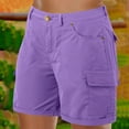 thumbnail image 3 of Lenpel Cargo Shorts for Women Lightweight High Waisted Hiking Casual Shorts Summer Shorts with Pockets, 3 of 4