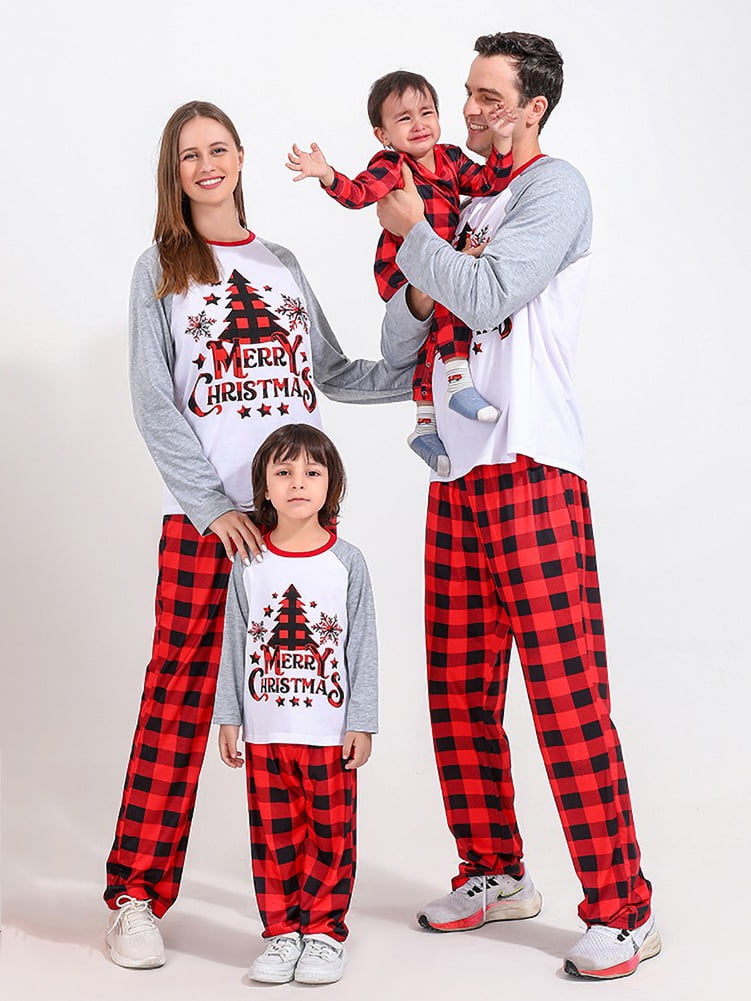 BULLPIANO Matching Family Christmas Pajamas Set, Xmas Holiday PJs for  Women/Men/Kids/Couples, Letter Printed Loungewear Sleepwear
