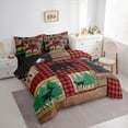 thumbnail image 4 of Manfei Wildlife Moose Bear 7-Piece Twin Bedding Sets for Men, Rustic Farmhouse Cabin Bedding Comforter Set, Buffalo Plaid Patchwork Reversible Sheet Sets, Lightweight Room Decor, 4 of 8