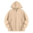 thumbnail image 3 of CYMMPU Cute Hoodies For Girls Trendy Oversized Long Sleeve Fleece Sweatshirts Solid Corded Y2k Shirts Beige 13 Years, 3 of 3