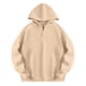 thumbnail image 3 of Sudadera Meitianfacai para niñas, cuello en V, manga larga, color liso, hombros caídos, forro polar, sudadera deportiva, sudadera beige para niñas, talla 13-14 años, 3 of 4