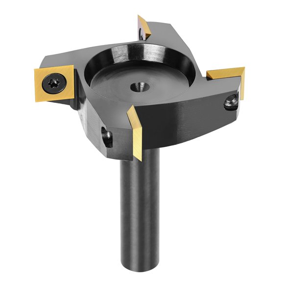 SpeTool CNC Spoilboard Surfacing Router Bit 1/2" Shank 2-1/2" Cutting Diameter,4 Wing Carbide Insert Slab Flatting Router Planer Bit Wood Planing Bit