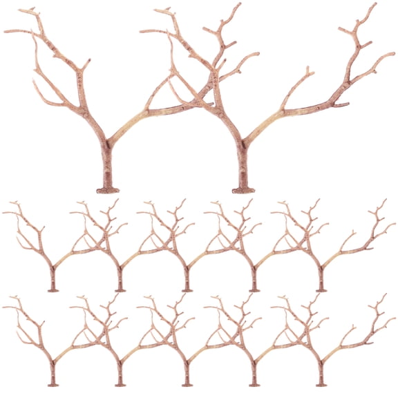 Amosfun 12pcs Deer Antlers Floral Stems Light Brown Plastic Decoration Home Decor