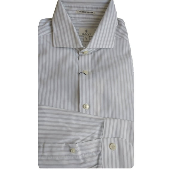 GANT DIAMOND G Men's White Stretch Fitted Broadcloth Shirt 3050806 Sz 40