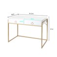 thumbnail image 2 of Eumyviv White Makeup Vanity Table Writing Desk with 2 Storage Drawers, Mid-Century Home Office Computer Desk, D0003, 2 of 3