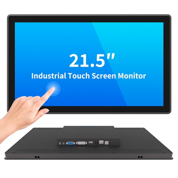LMENGER 21.5 Inch Industrial Touch Screen Monitor, 10 Points Touch, Ratio 16:9 Capacitive PCAP Display, 1920 x 1080R, Active Matrix TFT LCD, LED Backlight, VGA, DVI, HD-MI Ports