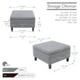 thumbnail image 6 of Porthos Home Jamar Fabric Square Storage Ottoman with Rubberwood Legs, 6 of 6