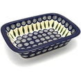 thumbnail image 1 of Polish Pottery Baker - Rectangular with Grip Lip - Peacock, 1 of 4